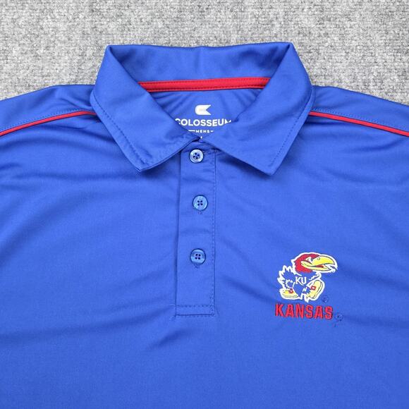 Kansas Jayhawks Shirt Mens Large Blue NCAA Basketball Polo KU Jayhawk Colosseum - Picture 9 of 15